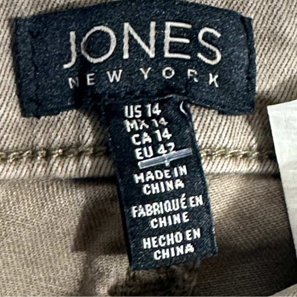 Jones New York Lexington Straight jeans, size 14, tan, stretch, office, date - Picture 3 of 12